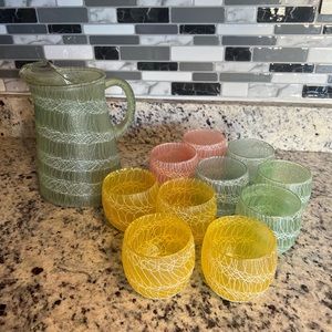 Vintage Pitcher and glass set